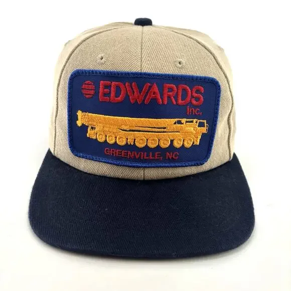Vintage Edwards Patch Hat Cap SnapBack Trucker K Products Manufacturing Cranes - Picture 1 of 6